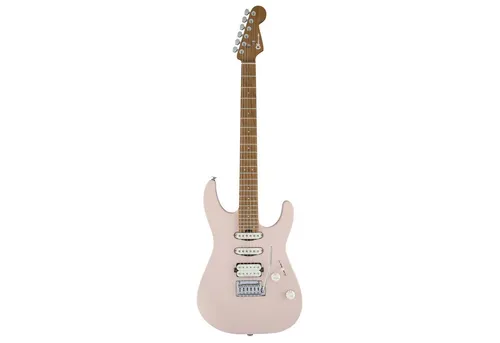 Charvel Pro-Mod DK24 HSS 2PT CM Satin Shell Pink E-Gitarre - E-Gitarre für Fusion-Shredder, mit Erlekorpus und Caramelized Maple Hals für höchsten Spielkomfort. HSS-Tonabnehmer von Seymour Duncan bieten eine breite Klangvielfalt.