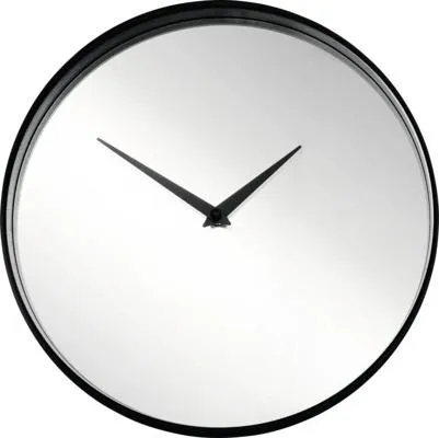 Produktbild Schwarze Spiegel Wanduhr Ø 30 cm mit geräuschlosem Laufwerk und schlanken Zeigern