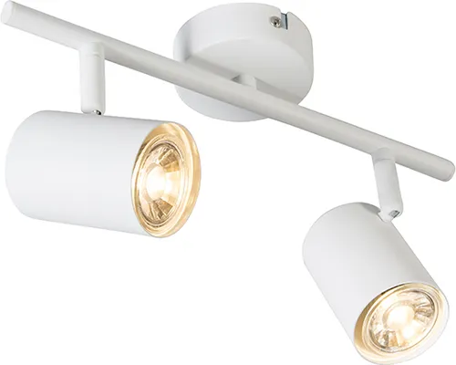 Qazqa Verstellbarer Deckenstrahler Jeana - Weiß, 2-flammig, max. 35W - Stylischer 2-flammiger Deckenstrahler in Weiß mit GU10-Fassung, ideal für Flur, Küche, Schlafzimmer und Wohnzimmer. Dimmbar für stimmungsvolles Licht, hochwertige Verarbeitung aus Stahl.