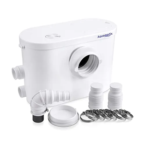 Aquamatix Silencio 3 Hebeanlage 400W Abwasserpumpe 145L/min 8m Vertikale Förderstrecke mit 3 Einlässen für Toilette, Waschbecken und Waschmaschine mit Kohlefilter