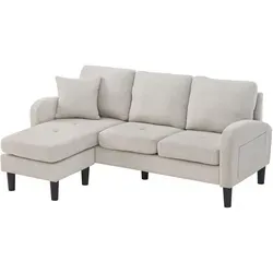 Redom Ecksofa, Greige, Textil, 166x118 cm, Wohnzimmer, Sofas & Couches, Wohnlandschaften, Ecksofas