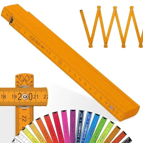 Metrie™ BLOCK 52 Zollstock/Zollstöcke - Gliedermaßstab | Maßstab - 2m - mit Duplex-Teilung, Hergestellt in der EU – Orange