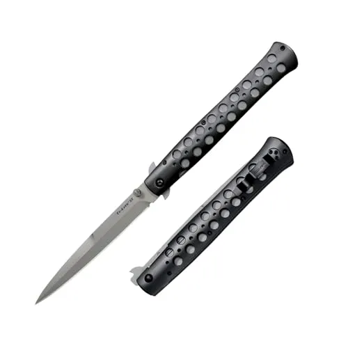 Cold 26B6 Steel, Ti-Lite Linerlock, Klappmesser, Spear Point Klinge, Taschenmesser, Aluminium Griff, Extended Tang, scharfes Messer für Outdoor, Camping, Schnitzen