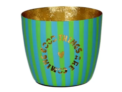 Giftcompany Madras Windlicht M Good Things grün/Gold 8,5cm in grün von GIFTCOMPANY