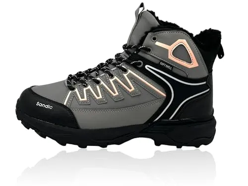 Nowaland Unisex Outdoor Winter Wanderschuhe mit Warmfutter, rutschfeste Trekking Stiefel, Wasserabweisende Softshell Schuhe für Damen & Herren