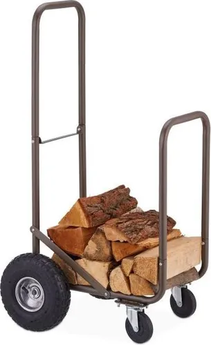 Brauner Brennholzwagen mit Luftreifen