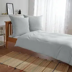 Traumschlaf Uni Biber Bettwäsche 135x200 cm + 80x80 cm | silber - grau - Bettwäsche aus 100% Baumwolle, kuschelig weich und ideal für den Winter. Pflegeleicht mit Reißverschluss – für angenehmen Schlafgenuss auch in der kühleren Jahreszeit.