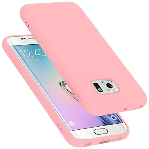 Cadorabo Hülle kompatibel mit Samsung Galaxy S6 Edge Hülle Silikon Handyhülle für Galaxy S6 Edge Case aus flüssigem Silikon- Kratzfeste und stoßfeste dünne TPU Schutzhülle - Liquid PINK