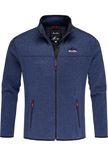 Amaci&Sons Herren Fleecejacke Strickfleece Sweatjacke Männer Pullover Hoodie 4078 Navyblau L