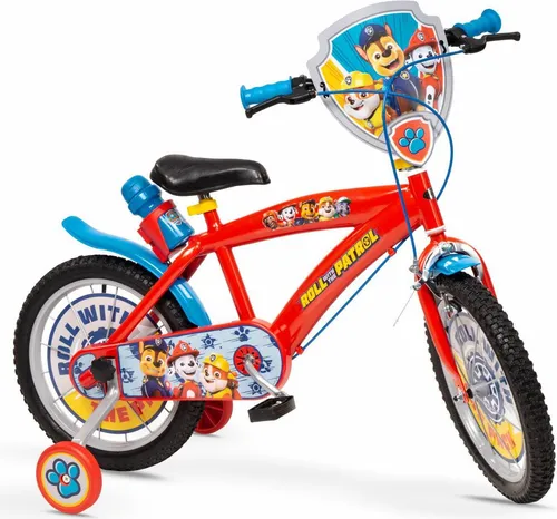 Toimsa Rower dziecięcy 16 Psi Patrol Czerwony - Kindervelo für kleine Abenteurer, mit coolem Psi Patrol Design und robustem Rahmen für sicheren Fahrspaß.