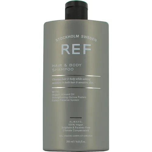 REF Hair and Body Shampoo 285 ml - 2-in-1 Shampoo und Duschgel, sulfatfrei und vegan, mit feuchtigkeitsspendenden pflanzlichen Extrakten für gesundes Haar und weiche Haut.