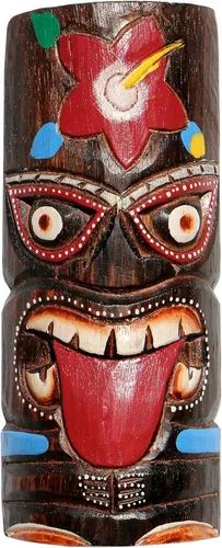 Wogeka Wanddekoobjekt TIKI-Maske bunt 30 cm zum aufhängen Wanddeko aus Bali, Wandmaske Maori Neuseeland
