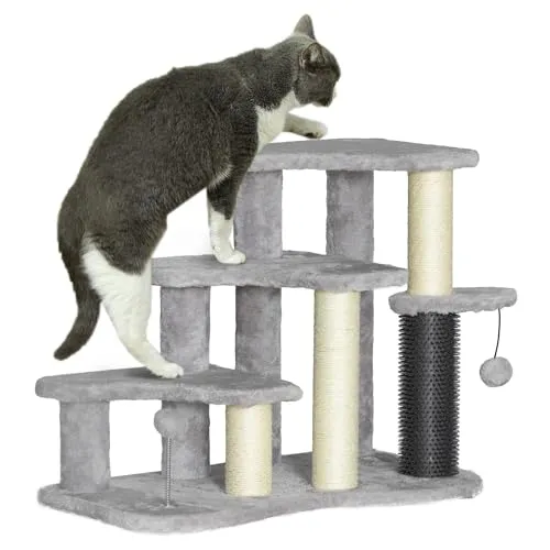 PawHut Kratzbaum mit 3 Ebenen und Spielbällen für Katzen