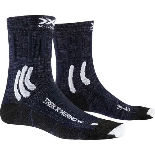 X-Socks X-Bionic Trek X Socks A041 - Midnight Blue/Arctic White - Laufsocken mit atmungsaktivem Material und optimalem Schutz für die Achillessehne, ideal für Läufer und Sportler. Hochwertige Qualität für höchsten Tragekomfort.