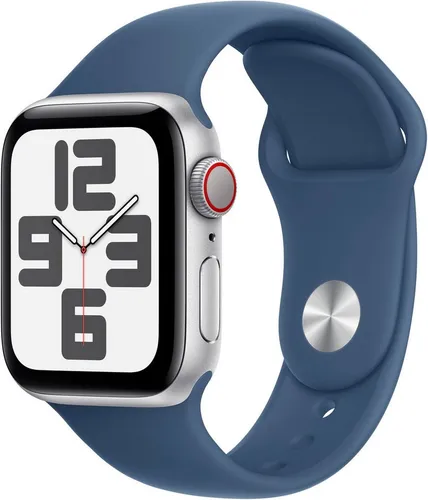 Apple Watch SE (2. Generation) GPS + Cellular 40 mm - Silikonarmband in Denim, Fitness-Tracking, Sturzerkennung und CO2-neutraler Betrieb