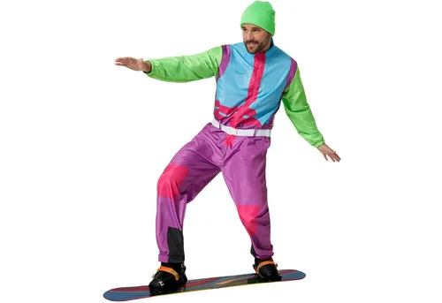tectake® Herrenkostüm Retro 80er 90er Ski Anzug - Kostüme für Fasching und Karneval, leuchtende Farben und stylischer Overall für einen unvergesslichen Auftritt auf jeder Party.