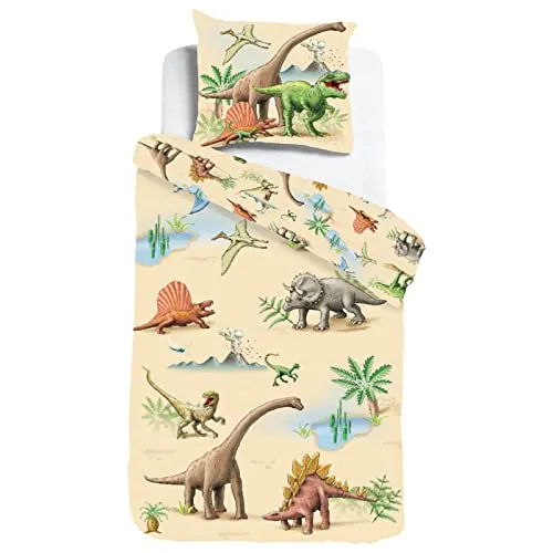 ESPiCO Kinderbettwäsche Dinoland 2-teilig - Bettwäsche-Sets mit aufregendem Dinosaurier-Motiv aus 100% Baumwolle für besten Schlafkomfort, atmungsaktiv und für alle Jahreszeiten geeignet.