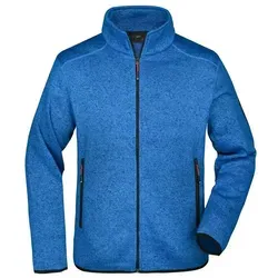 Herren Fleece Strickjacke JN762, königs-blau-melange/rot, Größe XL - Funktionsjacke für Herren in modischer Strickfleece-Optik, wärmt und ist pflegeleicht. Mit seitlichen Reißverschlusstaschen und trendiger Ärmeltasche.