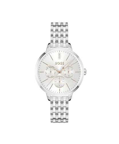 BOSS Symphony LE Damen Quarz Uhr mit Edelstahlarmband - Elegante Armbanduhr für Damen mit silbernem Edelstahlarmband, multifunktionalem Zifferblatt und wasserabweisend bis 3 bar – ideal für jeden Anlass.