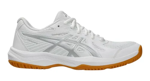 ASICS UPCOURT 6 Hallenschuh in Weiß, Gr. 40,5 - Sneaker für Hallensport, ideal für Badminton und Squash mit rutschfester Gummi-Laufsohle und atmungsaktivem Obermaterial für optimale Performance.