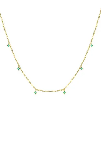 Hey Happiness Silberkette Kristall Anhänger, 18K Roségold vergoldet, Silber 925 Damen Halskette, Klare/ Grüne Zirkonia