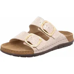 Rohde Damen Pantolette Rodigo-D 5857 - Beige, Größe 42 EU - Pantoletten für Damen mit schimmerndem Leder und anpassbaren Schnallen für optimalen Komfort und Stil. Das weiche Fußbett unterstützt die natürliche Abrollbewegung.