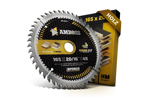 HM Kreissägeblatt 165x20 - Super Feinschnitt für Holz - Kreissägeblätter für präzise Holzarbeiten - Ø 165mm, 48 Zähne, Clean Cut Technologie für schnelle, saubere Schnitte. Passend für DeWALT, Bosch, Makita und mehr!