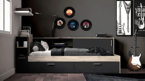 Demeyere Lit 90x190/200 Industriel – Praktisches Bett mit Stauraum