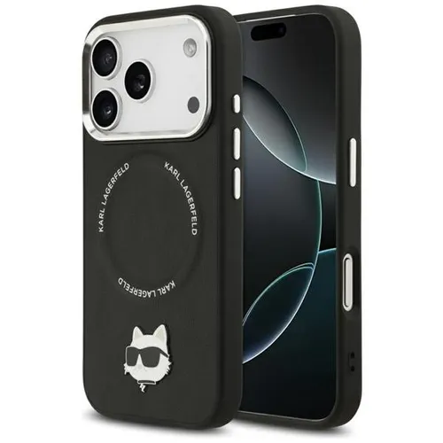 CG MOBILE Karl Lagerfeld Choupette Pin Hülle für iPhone 17 Pro Max (Schwarz) - Hochwertige Mobiltelefontasche aus Kunstleder und TPU für den perfekten Schutz. Teil der exklusiven Karl Lagerfeld Kollektion mit stylischem Choupette Pin.