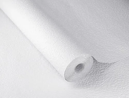 Rasch Tapete 201826 - Weiße Papiertapete mit Putz-Struktur, Putz-Optik - 10,05m x 0,53m