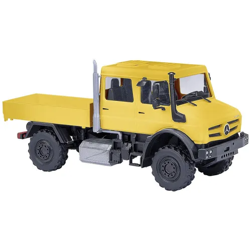 Busch 51080 H0 LKW Modell Mercedes Benz Unimog U 5023, gelb - Modellbahn Fahrzeuge, maßstabsgetreues Modell für Sammler, detailgetreu und ideal für Liebhaber der Spur H0.