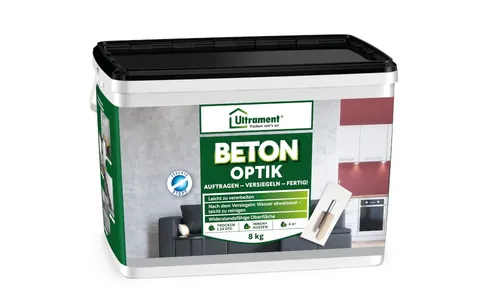 Ultrament Beton Optik 8 kg weißgrau - Innen- & Außenfarben, verleiht Wänden einen modernen Beton-Look und ist ideal für kreative Raumgestaltungen.