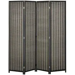 HOMCOM 4-teiliger Paravent 180 x 180 cm aus Bambus - Eleganter Raumteiler für Wohnzimmer: Hochwertiger Sichtschutz aus Bambus, faltbar und ideal für flexible Raumgestaltung. Robust und langlebig für dauerhafte Nutzung.