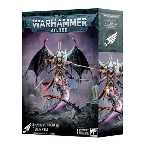 Games Workshop - Warhammer 40.000 - Kaiserkinder: Fulgrim - Spielzeug, beeindruckendes Plastikmodell (160 mm hoch) des Daemon Primarchen Fulgrim für deine Kaiserkinder-Armee, mit zahlreichen waffenstarrenden Details für epische Schlachten.