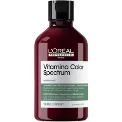 Vitamino Color Spectrum Green Dye Neutralizing Shampoo - Shampoo für dunkles Haar mit Anti-Rotstich-Effekt. Die grünen Pigmente neutralisieren Rotstiche und sorgen für ein kühles Farbergebnis, während die cremige Formel sanft reinigt und pflegt.