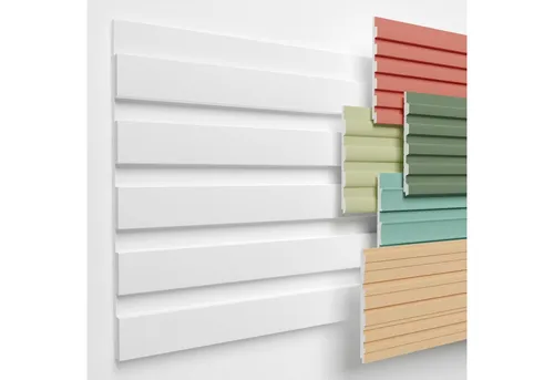 HEXIMO Wanddekoobjekt HLM-1-02 - Deko-Objekte: Individuelle Lamellenwand aus XPS zur kreativen Wandgestaltung mit wärmeisolierenden Eigenschaften und verbesserter Raumakustik.