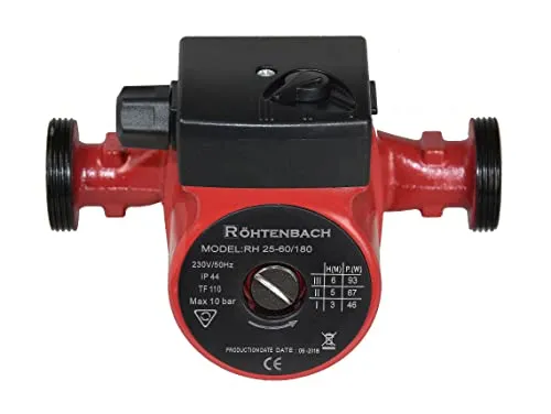 Rohtenbach 25-60/180 Zentralheizung Zirkulator - Thermostate für Zentralheizung mit 3-stufiger Geschwindigkeitsregelung, robustem Gusseisen-Korpus und ideal für effiziente Wärmeverteilung.