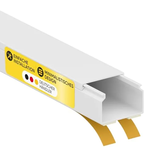 Kabelkanal aus hochwertigem PVC weiß Selbstklebend 2m - 1 Stück - 25x16mm