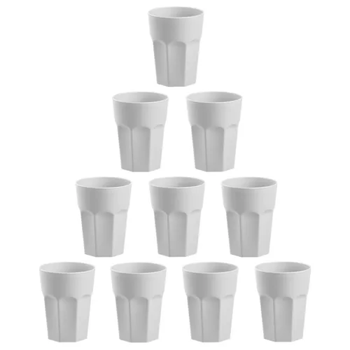 ENGELLAND 10 x Kunststoffbecher Party-Becher Plastik Gläser Mehrweg 400 ml Grau