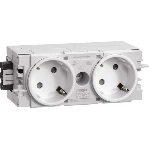 Tehalit Steckdose 2-fach 45° verkehrsweiß GS20109016 von Tehalit