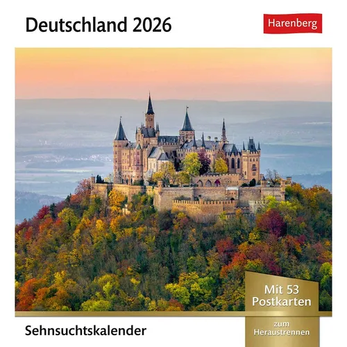 Harenberg Postkartenkalender Deutschland 2026 - Kalender mit 54 Postkarten, ideal für kreative Grüße und Erinnerungen, Format 16,0 x 17,5 cm, 1 Woche = 1 Seite für eine übersichtliche Planung.