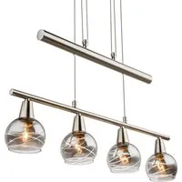 Hängeleuchte Pendelleuchte 4-flammig, höhenverstellbar für Esstisch - Lampen für stilvolle Beleuchtung im Esszimmer, mit eleganten, rauchklaren Glasschirmen und höhenverstellbarem Design für individuelle Lichtgestaltung.