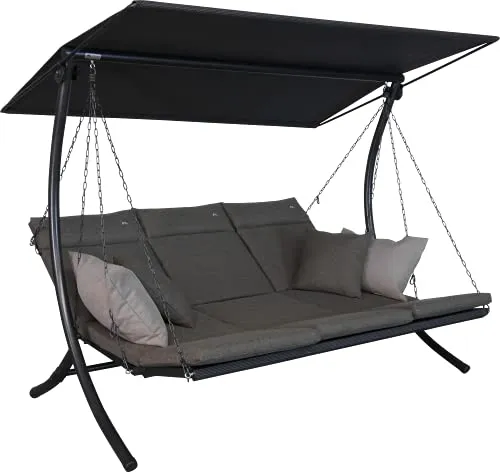 Angerer Hollywoodschaukel Swing Smart Olive 3-Sitzer - Hochwertige Hollywoodschaukel mit verstellbarem Sonnendach und ergonomischer Sitzfläche aus robustem Textilene. Ideal für entspannte Stunden im Garten oder auf der Terrasse.
