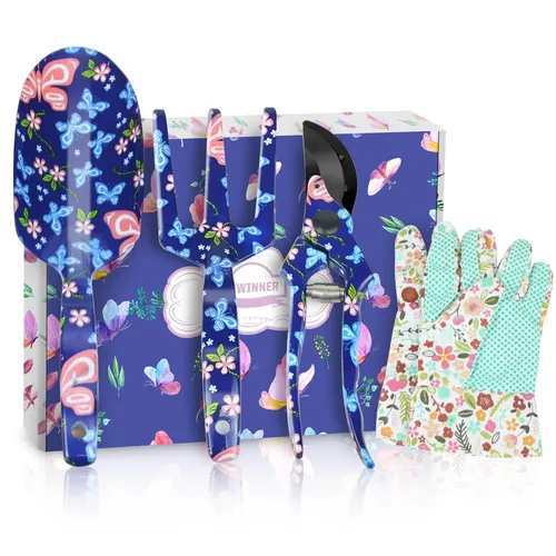 Gartenwerkzeug-Set, 3-teiliges Damen-Handpflanzen, Gartengeschenk, ergonomisc...