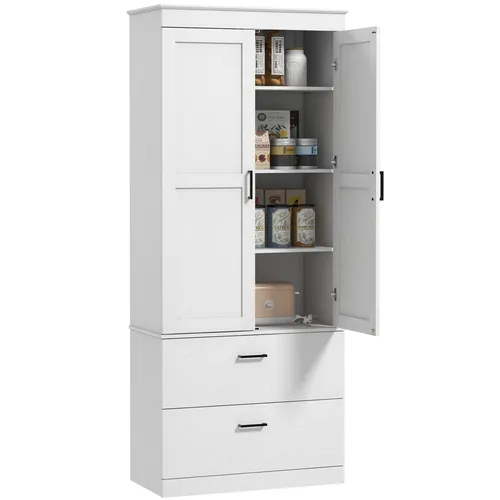 HOMCOM Hochschrank mit verstellbaren Regalen - Hochschrank für Esszimmer und Wohnzimmer mit viel Stauraum, verstellbaren Regalen und rustikalem Design. Ideal für eine flexible Raumnutzung und individuellen Stil.