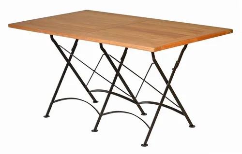 Kai Wiechmann Premium Klapptisch Teak 150 x 80 cm - Wetterfester Balkontisch aus hochwertigem Teakholz mit pulverbeschichtetem Stahlgestell, ideal für ganzjährige Nutzung im Freien und Platz für 4-6 Personen.