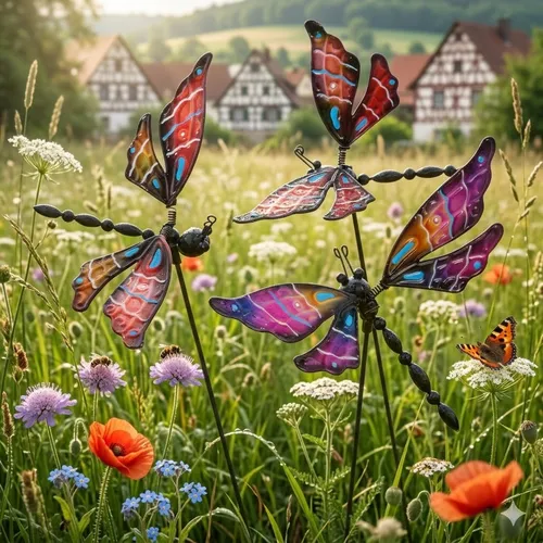 Gartenstecker Libelle 3er Set ca. 55 cm - Gartendekoration