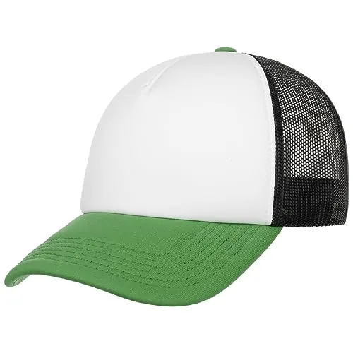 Tricolore Rapper Cap Damen/Herren - Sportliche Kappe in Einheitsgröße - Größenverstellbar durch Druckknopflasche - Luftig Dank Mesheinsatz - Dreifarbige Stoffcap - Sommer/Winter grün One Size