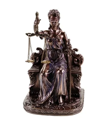Parastone Deko-Figur Justitia sitzend - Göttin der Gerechtigkeit - Statuen - Elegante Symbolfigur der Justitia, ideal für Wohnzimmer oder Büro, aus hochwertigem Polyresin mit edler Bronze-Optik, perfekt für Juristen und Kunstliebhaber.