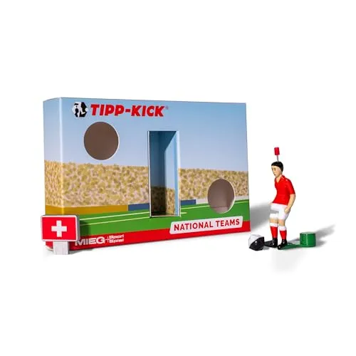 TIPP-KICK Schweiz-Box I Original Set Schweiz-Star-Kicker & Schweiz-Soundchip in der Torwandbox I Figur Spiel I Zubehör